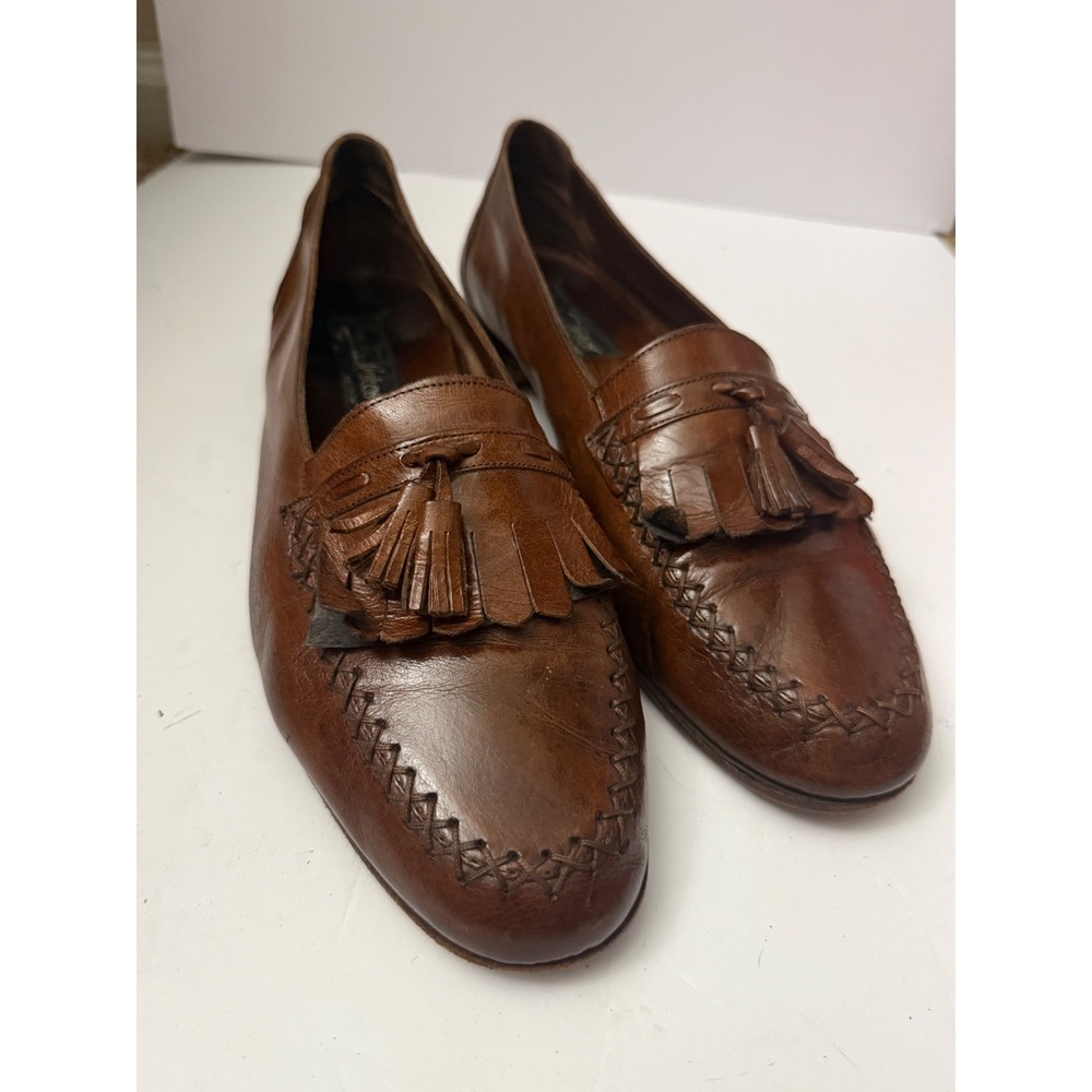 Marco Made in Italy Mens Brown Leather Kiltie Tassel Loafers 3320-1 Size 10.5